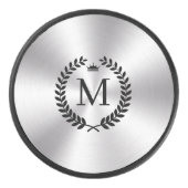 Metallic roestvrij staal zwart laurierkrans hockey puck (Voorkant)