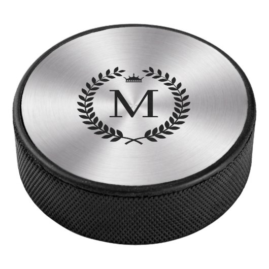 Metallic roestvrij staal zwart laurierkrans hockey puck (3/4)