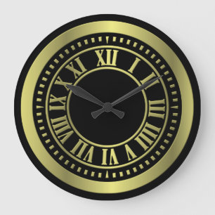 Metallic Roman Numerals Klock Face - Geel Grote Klok