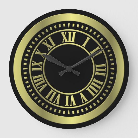 Metallic Roman Numerals Klock Face - Geel Grote Klok (Voorkant)