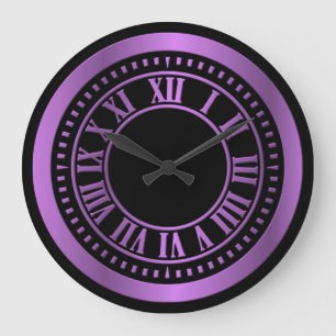 Metallic Roman Numerals Klock Face - Paars Grote Klok