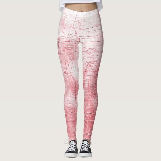 Metallic rood canvas: penseelstreek elegantie. leggings (Voorkant)
