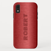 Metallic rood geborsteld aluminium look Case-Mate iPhone case (Achterkant)
