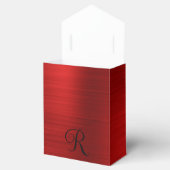 Metallic rood krullend zwart monogram bedankdoosjes (Geopend)