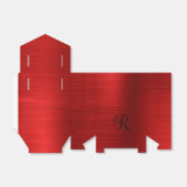 Metallic rood krullend zwart monogram bedankdoosjes (Uitgevouwen)