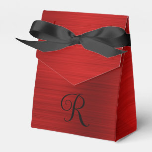 Metallic rood krullend zwart monogram bedankdoosjes