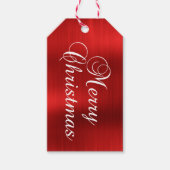 Metallic rood vrolijk kerstfeest cadeaulabel (Voorkant)