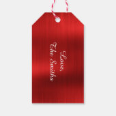 Metallic rood vrolijk kerstfeest cadeaulabel (Achterkant)