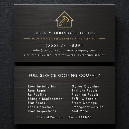 Metallic Roofing Roofer Professional Services  Visitekaartje