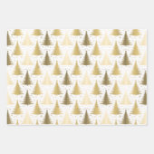 Metallic Roos geel gouden kerstboompatroon Inpakpapier Vel (Voorkant 2)