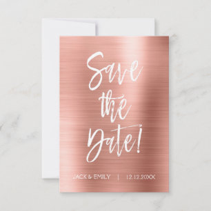 Metallic Roos Gold - Blush Pink Save the Date Kaar
