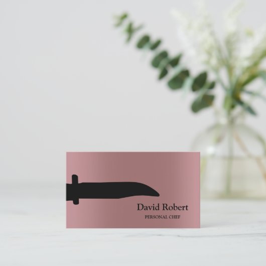 Metallic Roos Gold Chef Knife Modern Visitekaartje (Staand voorkant)