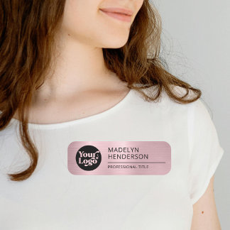 Metallic Roos Gold Company Logo Medewerker Magneti Naamplaatje