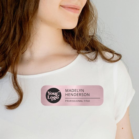 Metallic Roos Gold Company Logo Medewerker Magneti Naamplaatje