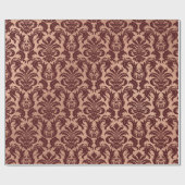 Metallic Roos Gold Copper Burgundy Maroon Damask Cadeaupapier (Vlak)