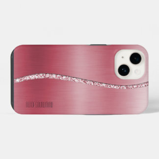 Metallic Roos Gold en Glitter Wave iPhone 14 Hoesje