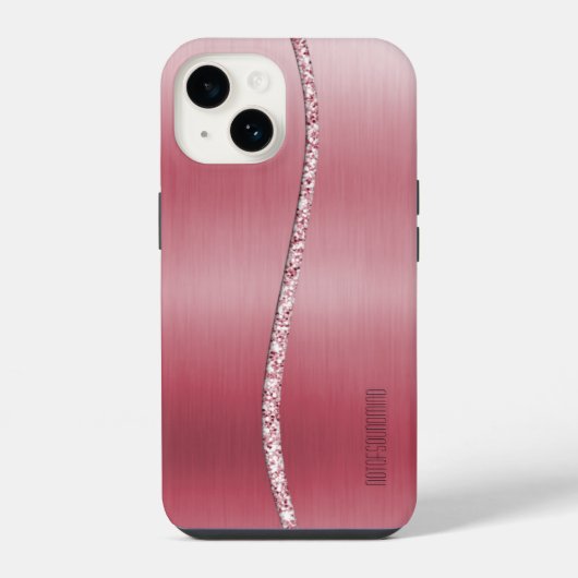 Metallic Roos Gold en Glitter Wave iPhone Hoesje (Achterkant)