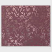 Metallic Roos Gold Floral Vine Pattern op Deep Bur Cadeaupapier (Vlak)