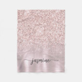 Metallic Roos Gold Glitter Monogram Naam Fleece Deken (Voorkant)