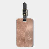Metallic Roos Gold Glitter - op maat gemaakt Bagagelabel (Voorkant verticaal)
