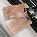 Metallic Roos Gold Glitter - op maat gemaakt Bagagelabel<br><div class="desc">Pas dit roos goudbruin metaal en glamoureus faux glitter-gepatterd bagagelabel eenvoudig aan met uw eigen eigen naam.</div>