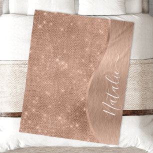 Metallic Roos Gold Glitter - op maat gemaakt Fleece Deken