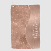 Metallic Roos Gold Glitter - op maat gemaakt Golfhanddoek (Voorkant)