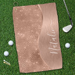 Metallic Roos Gold Glitter - op maat gemaakt Golfhanddoek<br><div class="desc">Pas dit roos gouden bruin metaal eenvoudig aan en glamoureus faux glitter patterde golfhanddoek met uw eigen eigen naam.</div>
