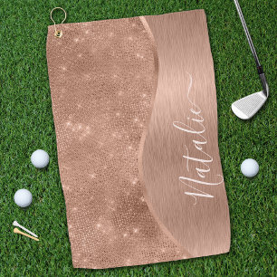 Metallic Roos Gold Glitter - op maat gemaakt Golfhanddoek