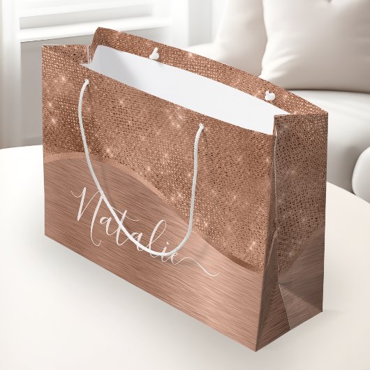 Metallic Roos Gold Glitter - op maat gemaakt Groot Cadeauzakje