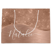 Metallic Roos Gold Glitter - op maat gemaakt Groot Cadeauzakje (Voorkant)