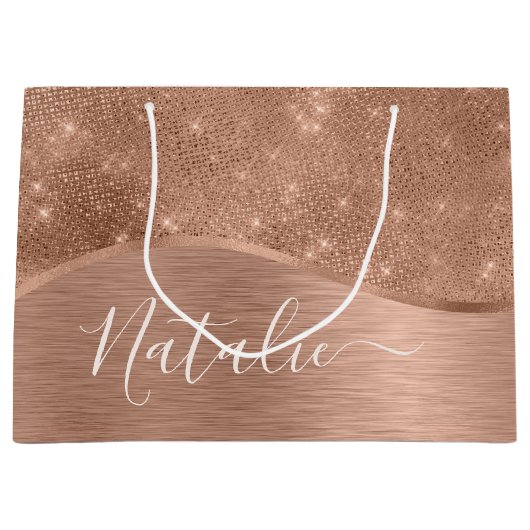 Metallic Roos Gold Glitter - op maat gemaakt Groot Cadeauzakje (Voorkant)