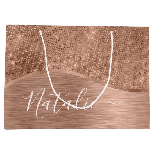 Metallic Roos Gold Glitter - op maat gemaakt Groot Cadeauzakje (Achterkant)