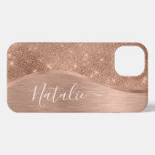 Metallic Roos Gold Glitter - op maat gemaakt iPhone Hoesje (Achterkant horizontaal)