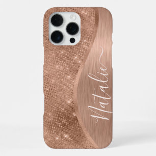 Metallic Roos Gold Glitter - op maat gemaakt iPhone 16 Pro Max Hoesje