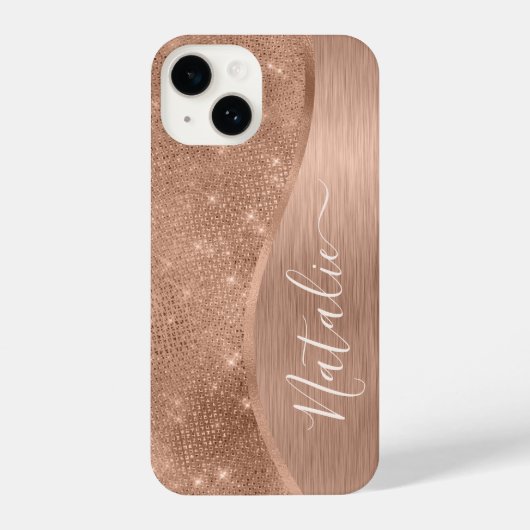 Metallic Roos Gold Glitter - op maat gemaakt iPhone Hoesje (Achterkant)