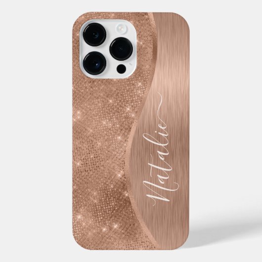 Metallic Roos Gold Glitter - op maat gemaakt iPhone Hoesje (Achterkant)