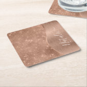 Metallic Roos Gold Glitter - op maat gemaakt Kartonnen Onderzetters (Schuin)