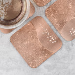 Metallic Roos Gold Glitter - op maat gemaakt Kartonnen Onderzetters<br><div class="desc">Pas dit roos goudbruin metaal en glamoureus faux glitter-gepatterd papier onderzetter eenvoudig aan met uw eigen naam.</div>