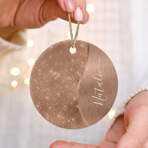 Metallic Roos Gold Glitter - op maat gemaakt Keramisch Ornament