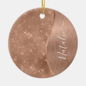 Metallic Roos Gold Glitter - op maat gemaakt Keramisch Ornament (Voorkant)