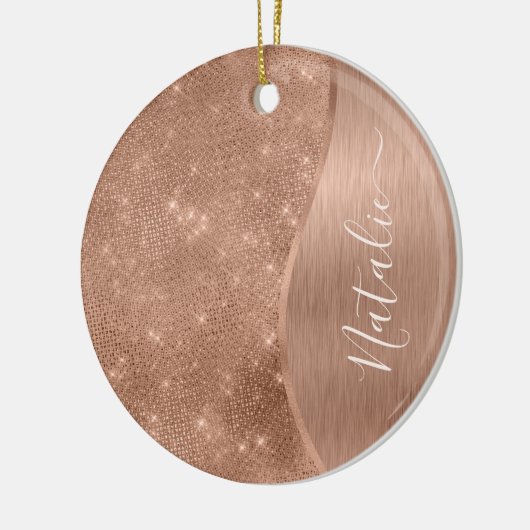 Metallic Roos Gold Glitter - op maat gemaakt Keramisch Ornament (Links)