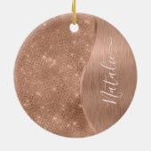 Metallic Roos Gold Glitter - op maat gemaakt Keramisch Ornament (Achterkant)