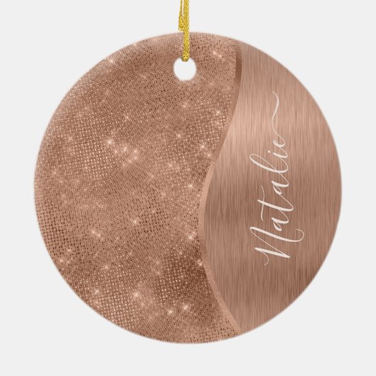 Metallic Roos Gold Glitter - op maat gemaakt Keramisch Ornament (Achterkant)