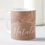 Metallic Roos Gold Glitter - op maat gemaakt Koffiemok<br><div class="desc">Pas dit roos goudbruin metaal en glamoureus faux glitter-gepatterde koffie-mok eenvoudig aan met uw eigen naam.</div>