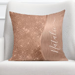 Metallic Roos Gold Glitter - op maat gemaakt Kussen<br><div class="desc">Pas dit roos goudbruin metaal eenvoudig aan en glamoureus faux glitter patterned gooit kussens met uw eigen eigen naam.</div>