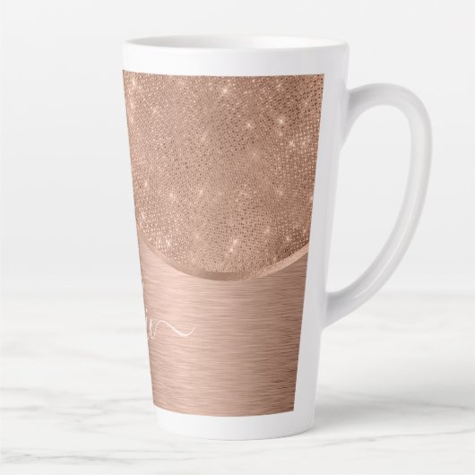 Metallic Roos Gold Glitter - op maat gemaakt Latte Mok (Rechts)