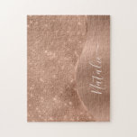 Metallic Roos Gold Glitter - op maat gemaakt Legpuzzel<br><div class="desc">Pas dit roos goudbruin metaal eenvoudig aan en glamoureus faux glitter patterned jigzaag puzzle met uw eigen eigen naam.</div>