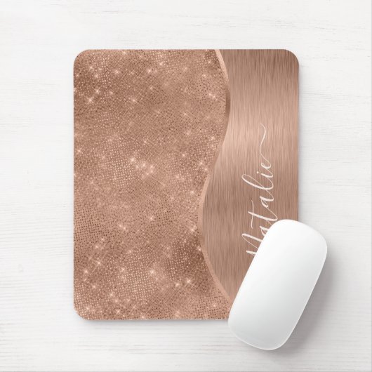 Metallic Roos Gold Glitter - op maat gemaakt Muismat (Met muis)