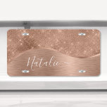 Metallic Roos Gold Glitter - op maat gemaakt Nummerplaat<br><div class="desc">Pas dit roos goudbruin metaal en glamoureus faux glitter patterned licence bord eenvoudig aan met uw eigen eigen naam.</div>